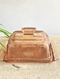 Roze glas botervloot Art deco
