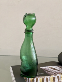 Vintage Empoli groene glazen kattenkaraf
