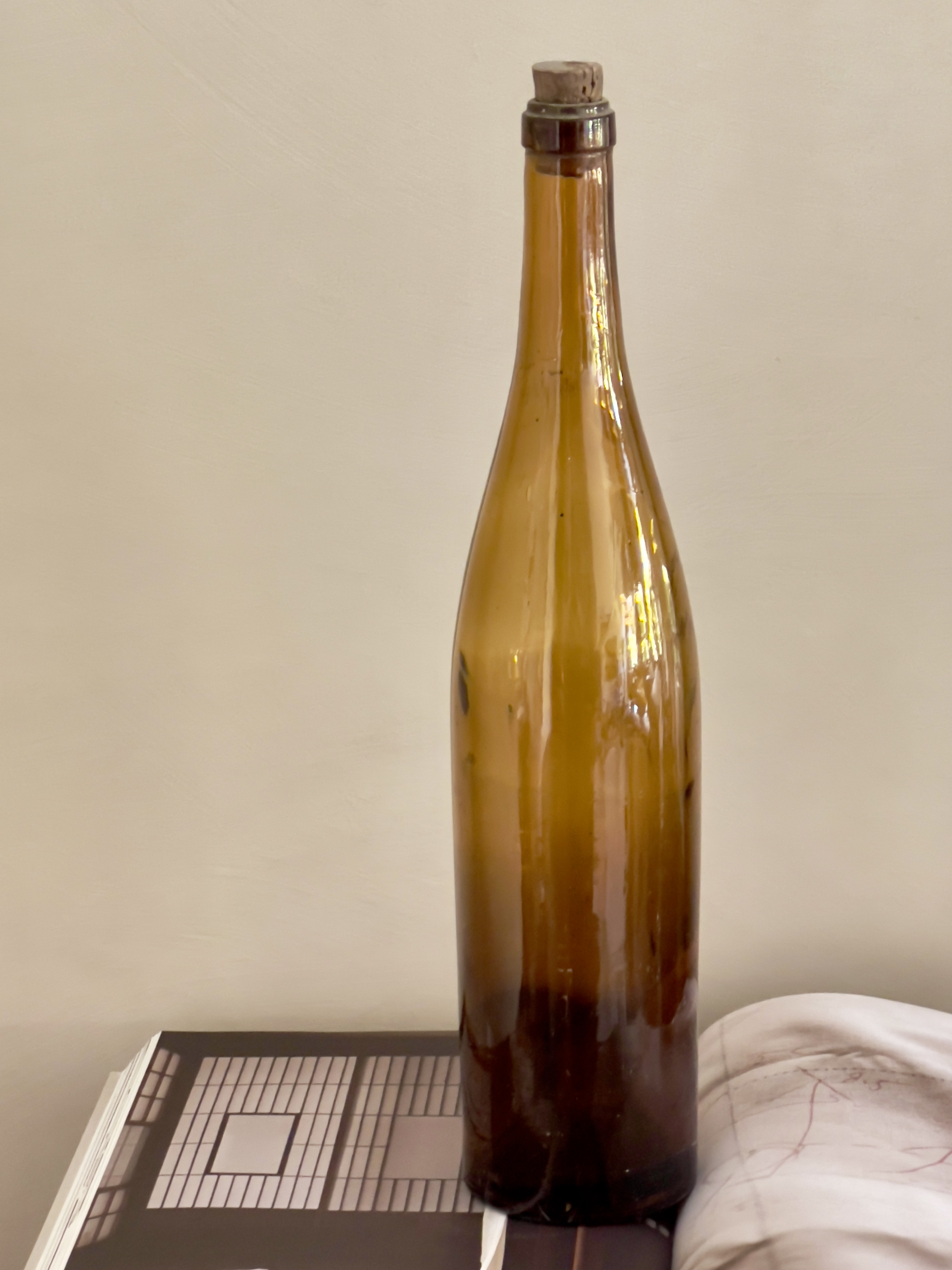 Old amber colored wine botte