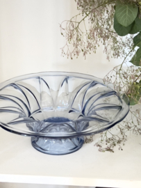 Art deco lichtblauwe Franse glazen schaal