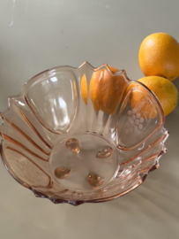 Old pink glass fruit dish