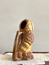 Old Barbotine pouring jug owl