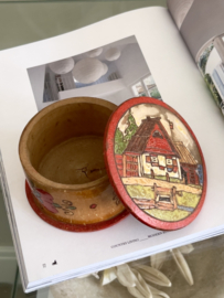 Vintage houten volkskunst doosje