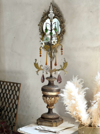 Huge antique Italian ornament with opaline flowers