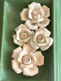 4 biscuit porcelain roses