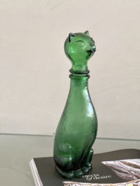 Vintage Empoli groene glazen kattenkaraf