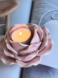 Vintage keramische roos/ waxinehouder