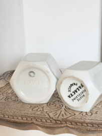 2 oud franse hexagonale yoghurt potjes