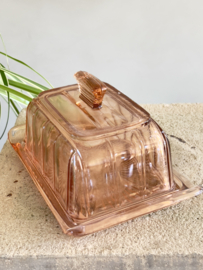 Roze glas botervloot Art deco
