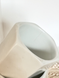 2 oud franse hexagonale yoghurt potjes