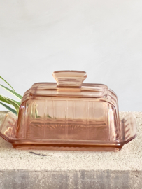 Roze glas botervloot Art deco