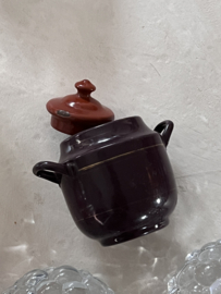 Aubergine coloured enamel sugar pot.
