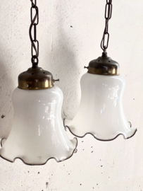 Brocant hanging lamp milk glass