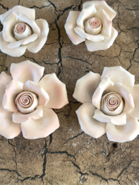 4 biscuit porcelain roses