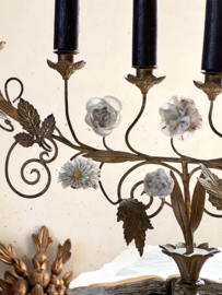 Large antique floral candle holder