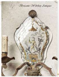 Antiek franse wandluchter met mercure glas