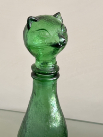 Vintage Empoli groene glazen kattenkaraf