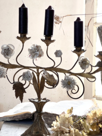 Large antique floral candle holder