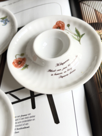 6 porseleinen eierdopjes bloemen