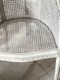 Antieke franse webbing fauteuil Louis XVI
