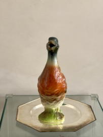 Old Majolica pouring jug.  Wild duck