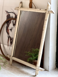 Grote oude bamboe spiegel boho style