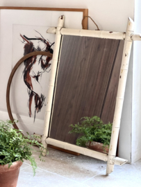 Large old bamboo boho mirror