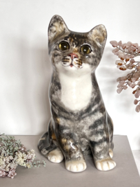 Beautiful earthenware cat with glass eyes