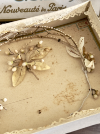 Antieke franse bruidsdoos met tiara en corsages