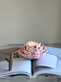 Vintage keramische roos/ waxinehouder