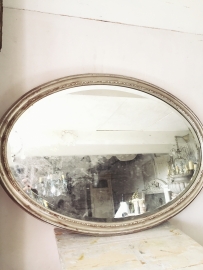 French oval mirror  d' or blanc