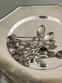 Verzilverde set schelp lepeltjes 12 st