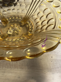 Amber colored glass serving plate