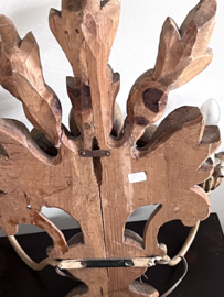 A unique French set of wooden wall sconces/lamps.
