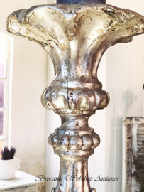 Antique italian silver church/chateau candle stick XL size