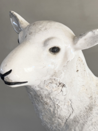 XL antique french ceramic lamb