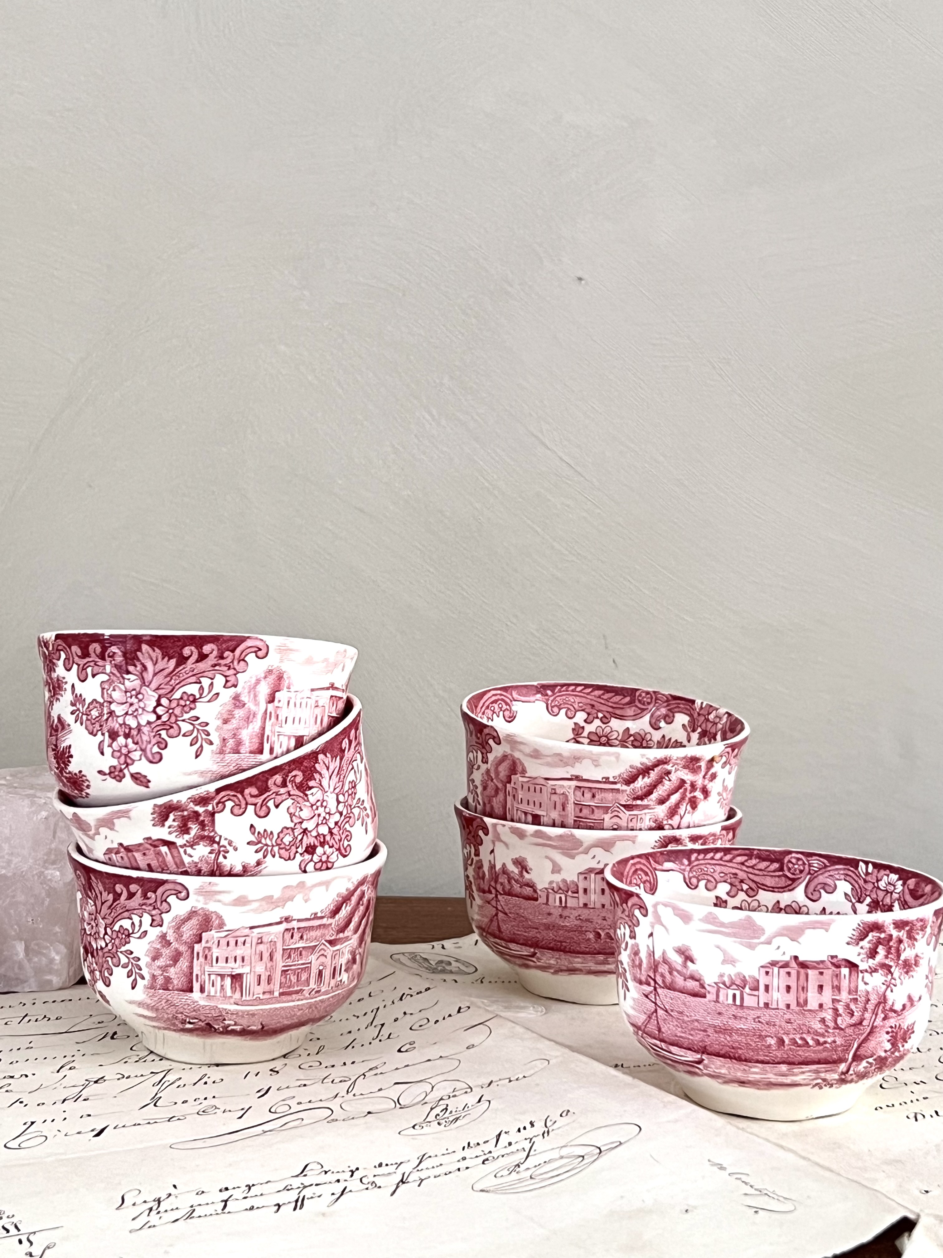 Set van 6 antieke Engelse Palissy kommetjes