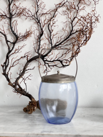 Antique blue glass cookie pot