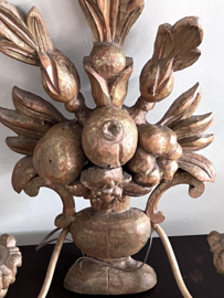 A unique French set of wooden wall sconces/lamps.