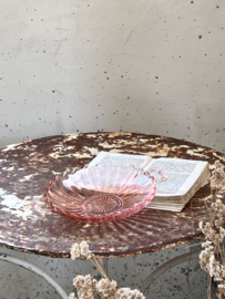 Pink glass serving dish