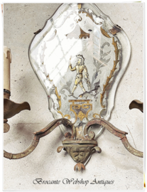 Antiek franse wandluchter met mercure glas