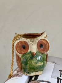 Vintage hang bloempotje uil