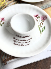 6 porseleinen eierdopjes bloemen