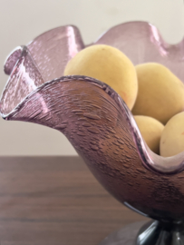 Paarse crackle glas fruitschaal