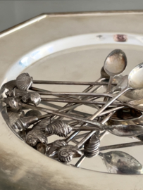 Verzilverde set schelp lepeltjes 12 st