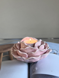 Vintage keramische roos/ waxinehouder