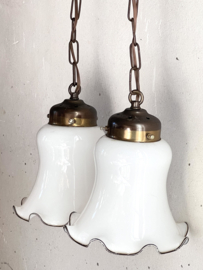 Brocant hanging lamp milk glass