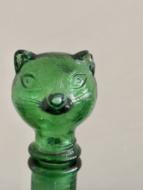 Vintage Empoli groene glazen kattenkaraf