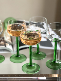 Set vintage Luminarc franse groene wijnglazen