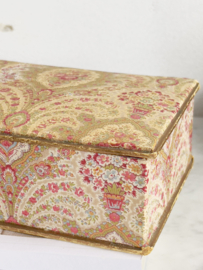 Old french fabric box  paisley motif